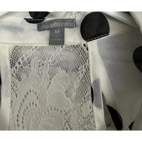 Y2K Charlotte Russe polka dot sheer button up blouse size M. - Picture 5 of 5